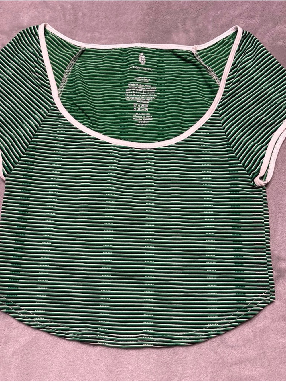 Free People Movement Striped Green Scoop Neck Women's Top
